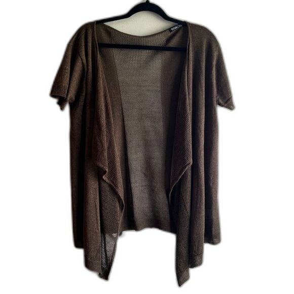 Woolovers Green Linen Blend Lightweight Cardigan Waterfall Open Front - Med - Picture 1 of 8